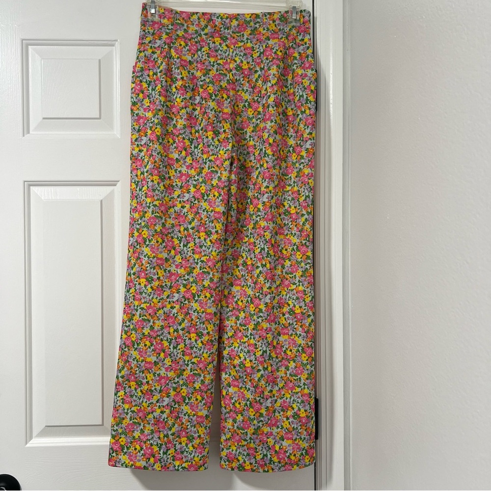Vintage 70’s Flower Power Bright Floral Pants Trousers Straight Flare Leg Medium - Picture 16 of 16